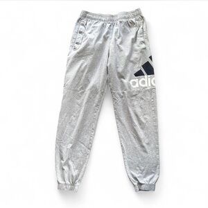 Adidas Essentials Men Medium Gray Badge of Sport Single Jersey Jogger Sweatpants